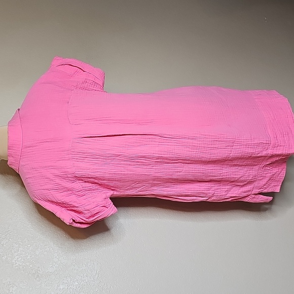 J. Crew Gauze Popover Short Sleeve‎ Pink Dress Medium - Picture 5 of 9